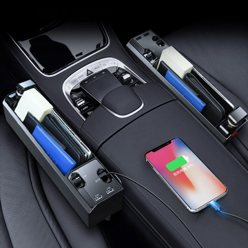 Car Seat Gap Organizer With Charger Cable