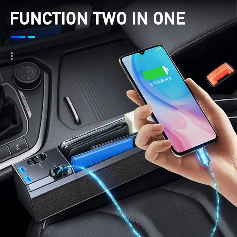 Car Seat Gap Organizer With Charger Cable - Gizgizmo
