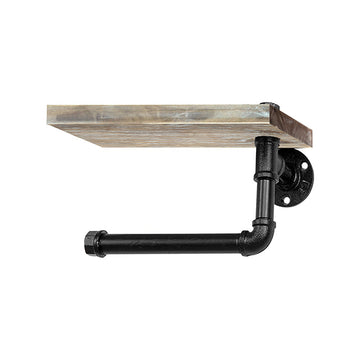 [9.8 in - Rustic Brown] Industrial Toilet Paper Holder with Shelf, - Gizgizmo